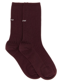 Balenciaga Embroidery Ribbed Tights Red