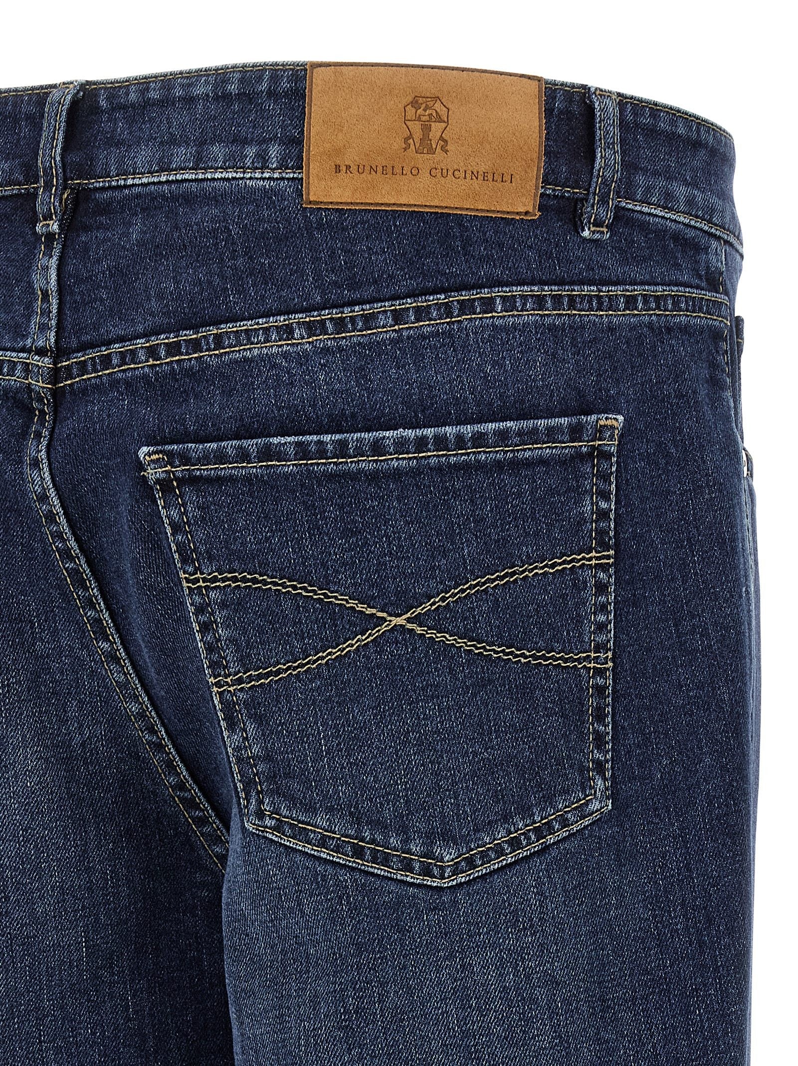 Brunello Cucinelli Embroidery Stretch Jeans Blue