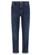 Brunello Cucinelli Embroidery Stretch Jeans Blue