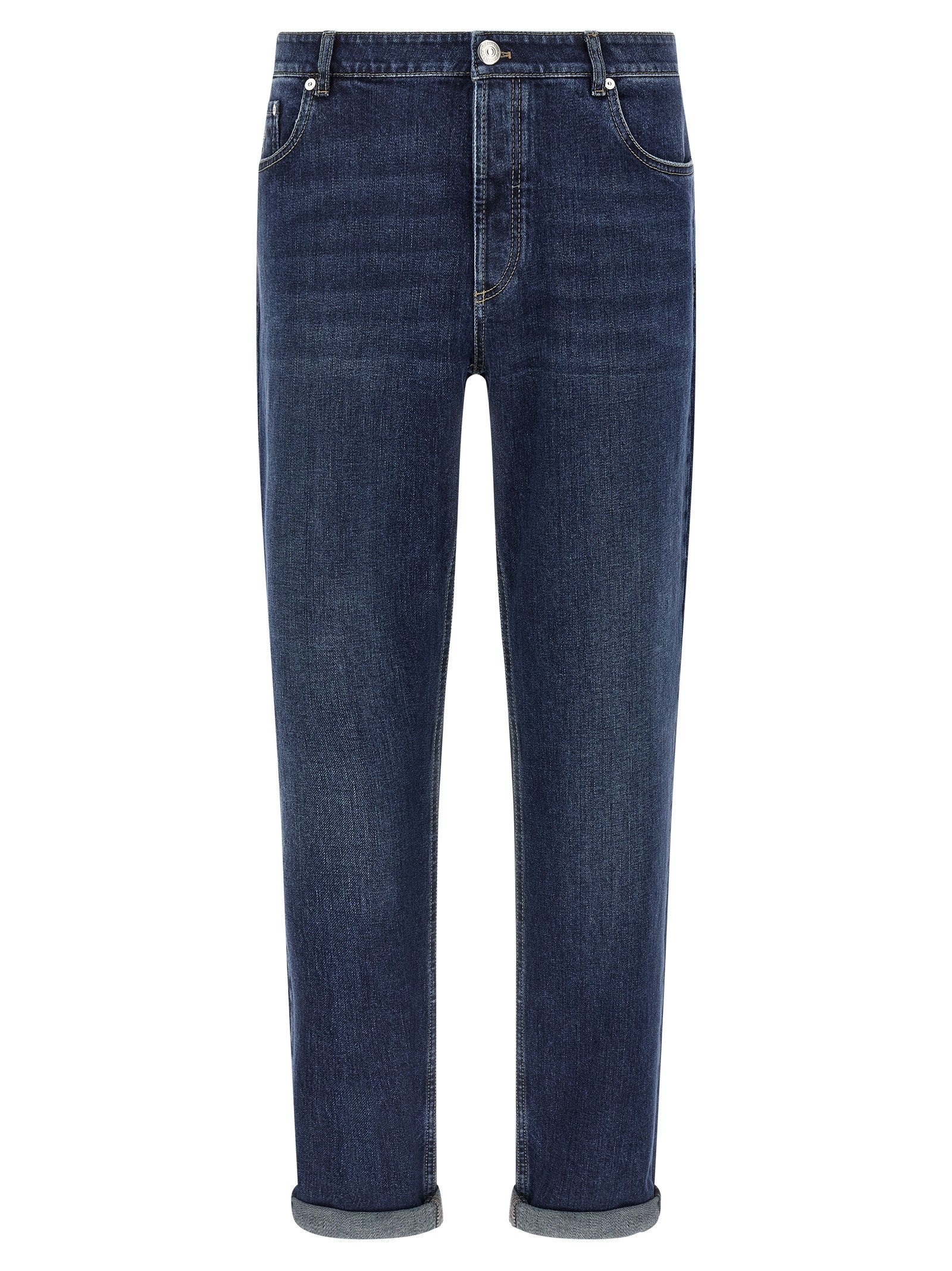 Brunello Cucinelli Embroidery Stretch Jeans Blue