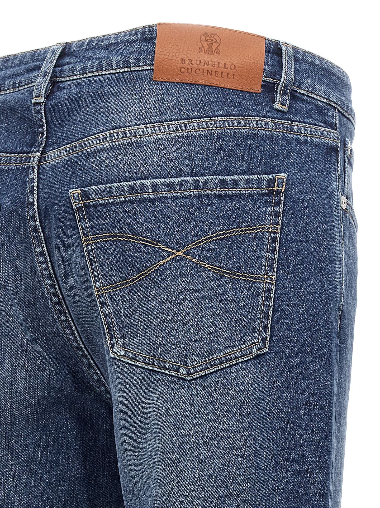 Brunello Cucinelli Embroidery Stretch Jeans Blue