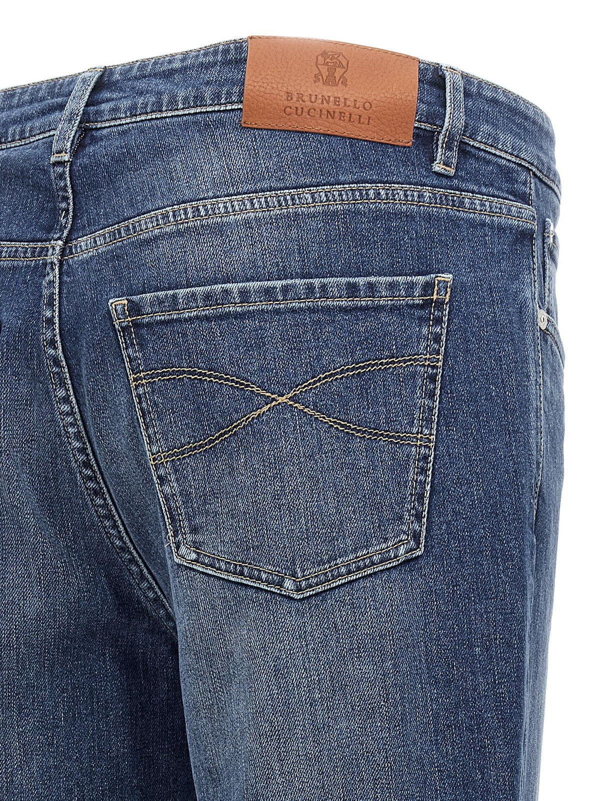 Brunello Cucinelli Embroidery Stretch Jeans Blue, view 4
