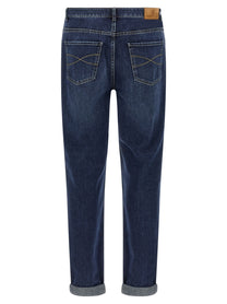Brunello Cucinelli Embroidery Stretch Jeans Blue