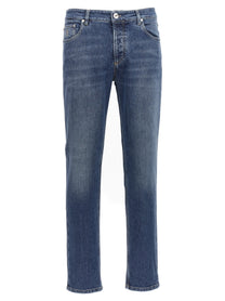 Brunello Cucinelli Embroidery Stretch Jeans Blue