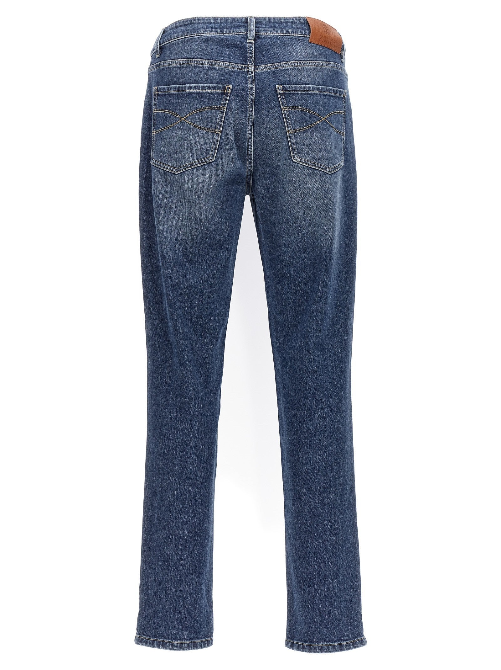 Brunello Cucinelli Embroidery Stretch Jeans Blue