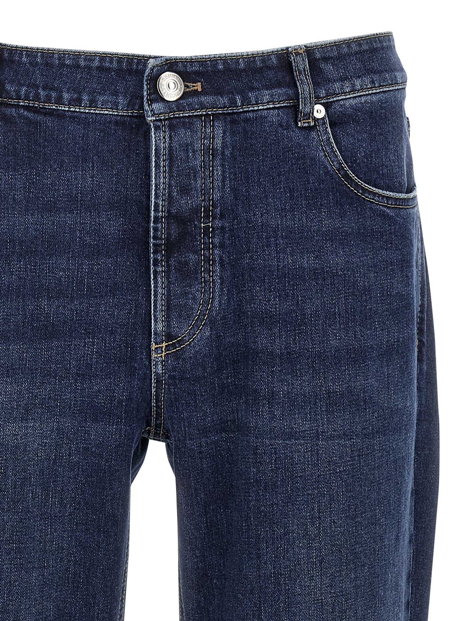 Brunello Cucinelli Embroidery Stretch Jeans Blue
