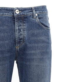 Brunello Cucinelli Embroidery Stretch Jeans Blue