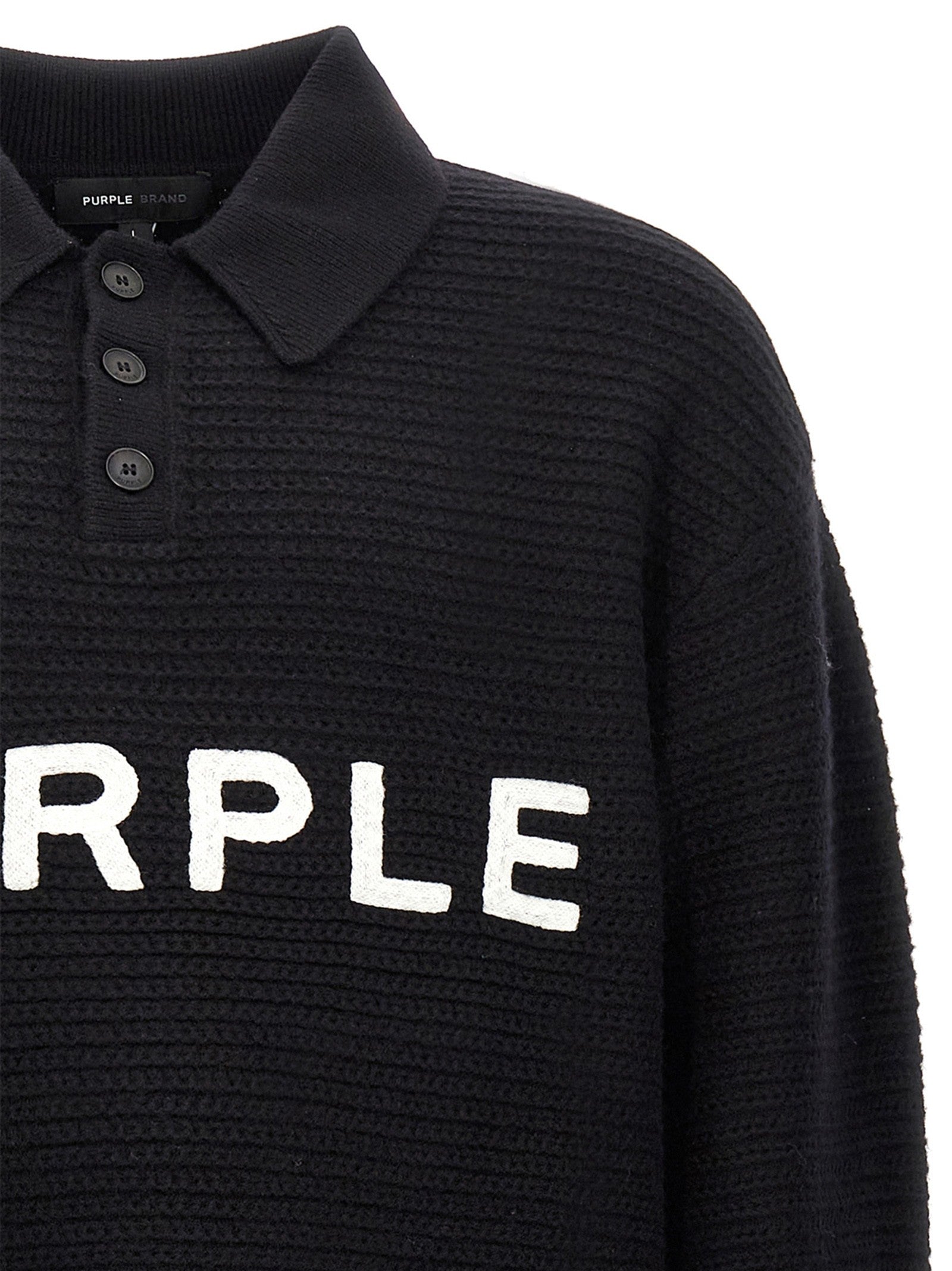 PURPLE BRAND Embroidery Sweater Black
