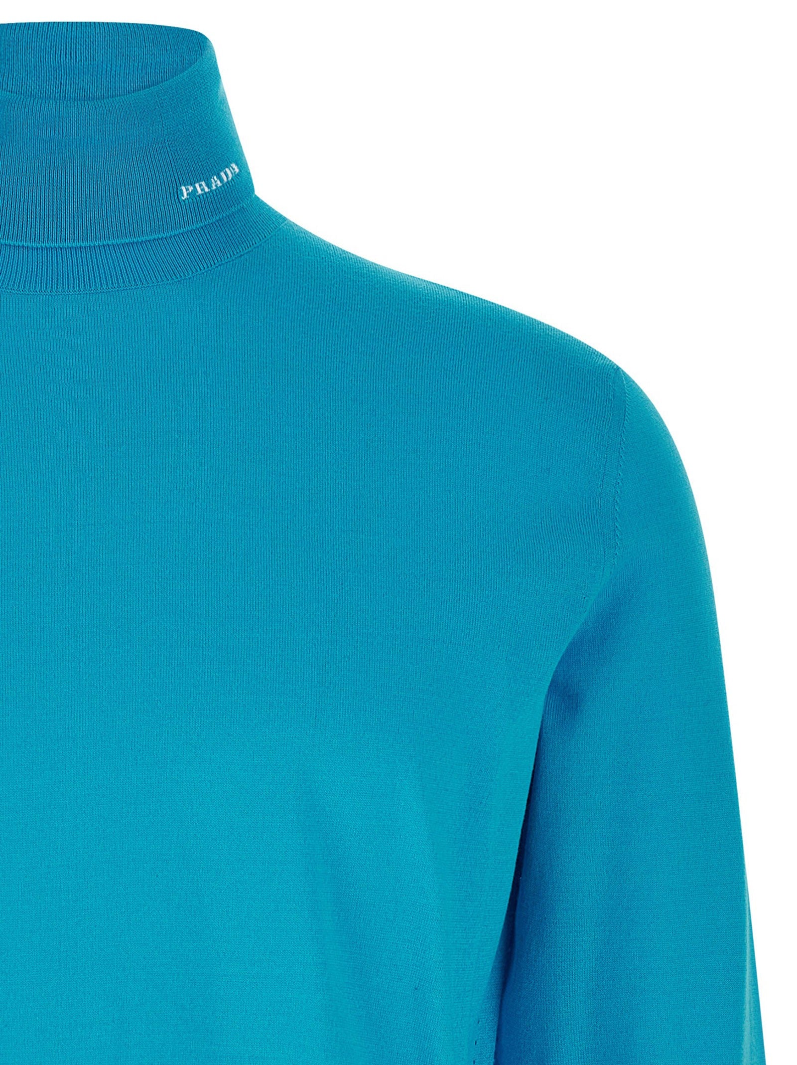 Prada Intarsia Turtleneck Sweater Blue