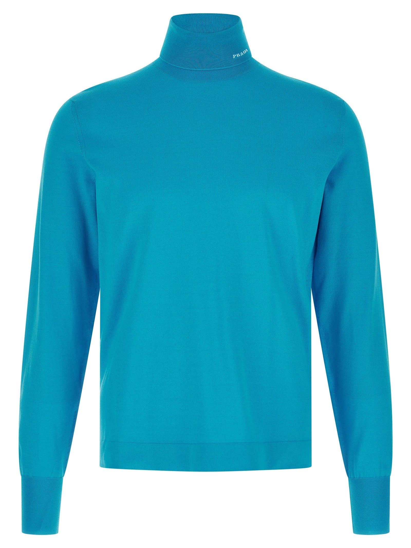 Prada Intarsia Turtleneck Sweater Blue