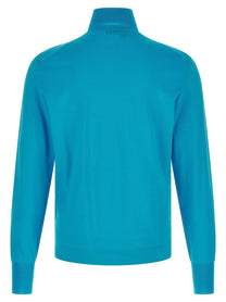 Prada Intarsia Turtleneck Sweater Blue