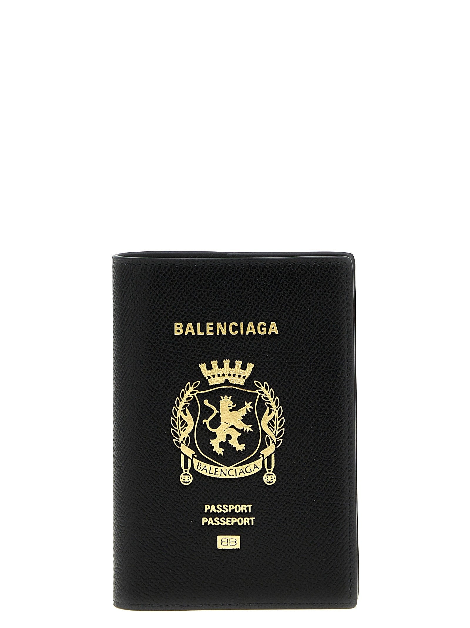 Balenciaga Leather Passport Holder Black