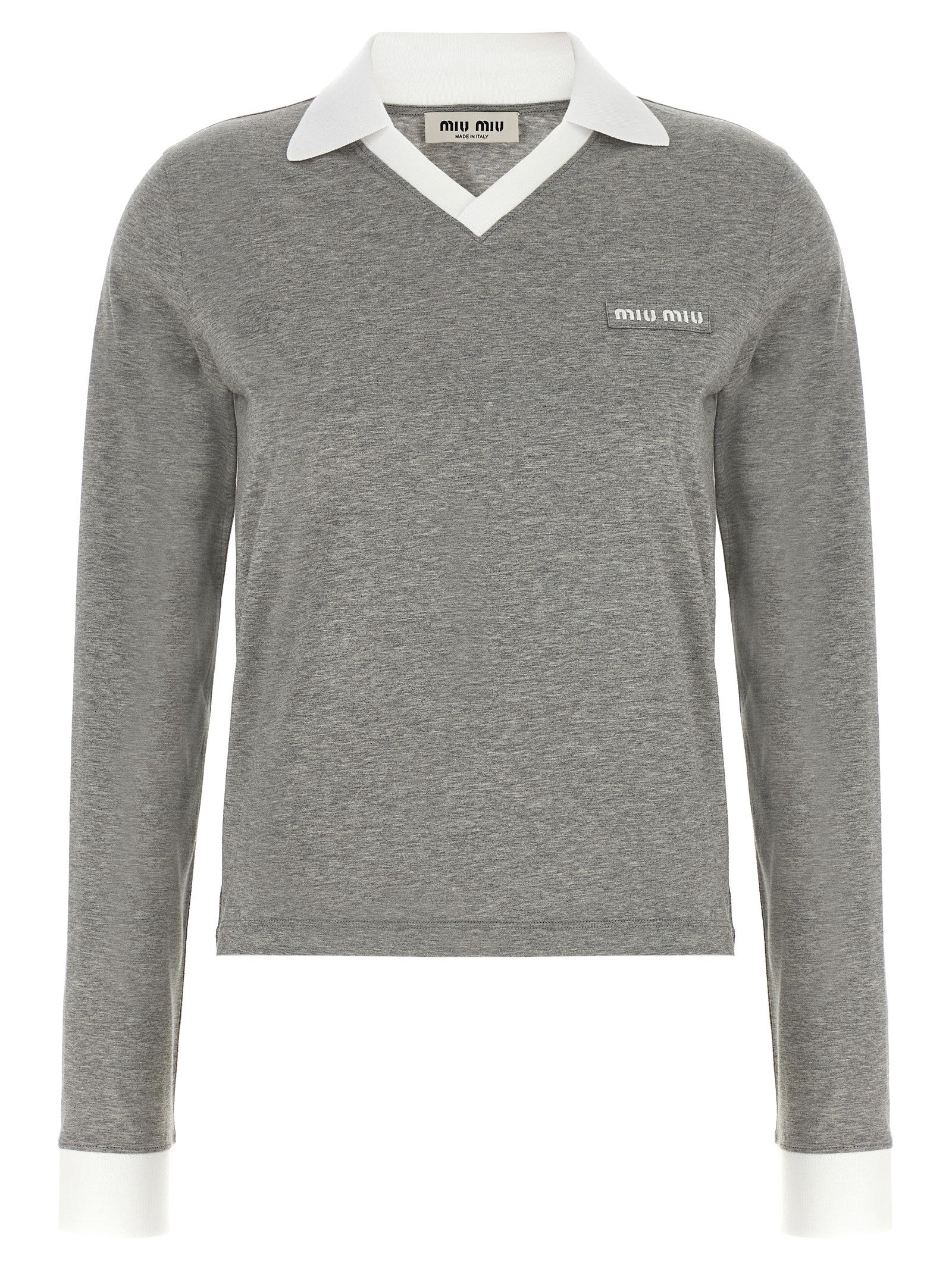 Miu Miu Lettering Polo Shirt Grey