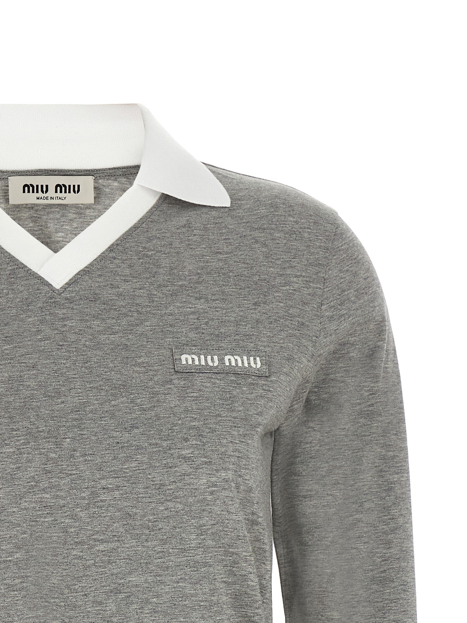 Miu Miu Lettering Polo Shirt Grey