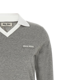 Miu Miu Lettering Polo Shirt Grey