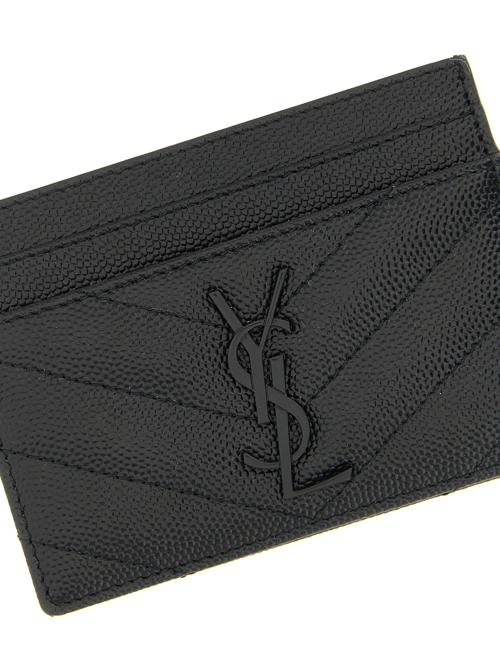 Saint Laurent Matelassé Card Holder Black