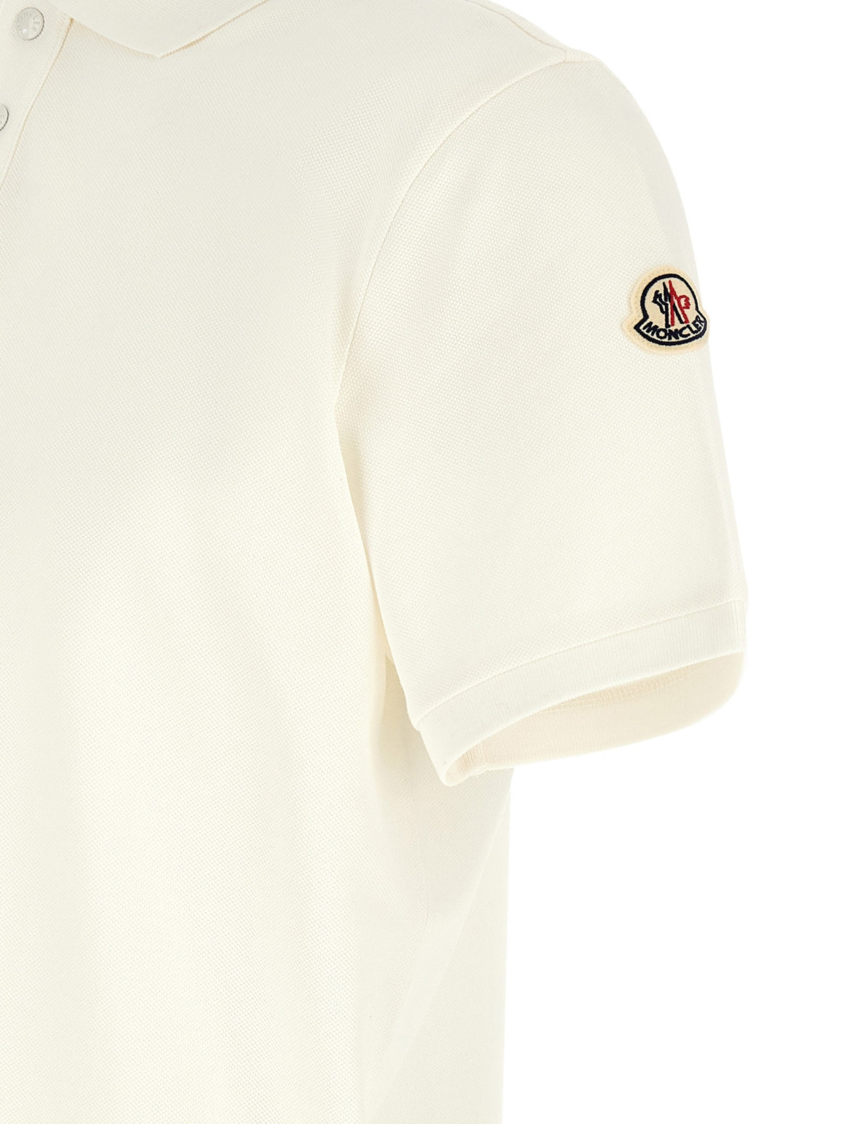 Moncler Men's Cotton Pique Polo Shirt White, view 4