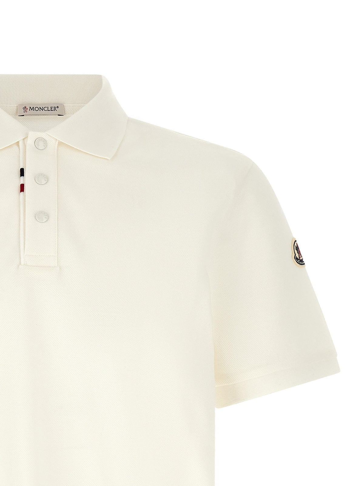 Moncler Men's Cotton Pique Polo Shirt White, view 3