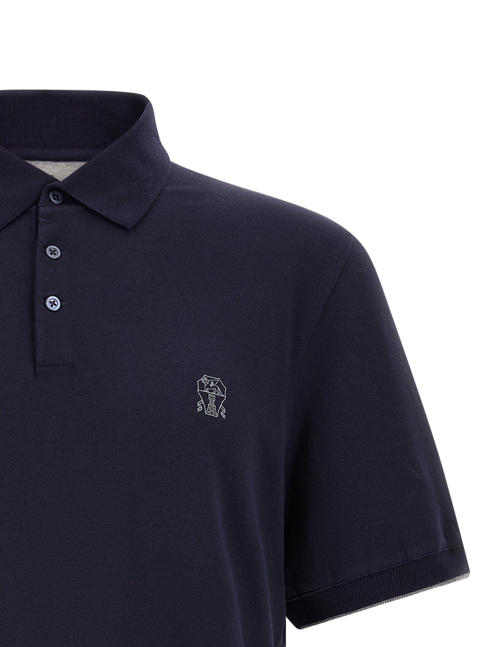 Brunello Cucinelli Piqué Polo Shirt Blue