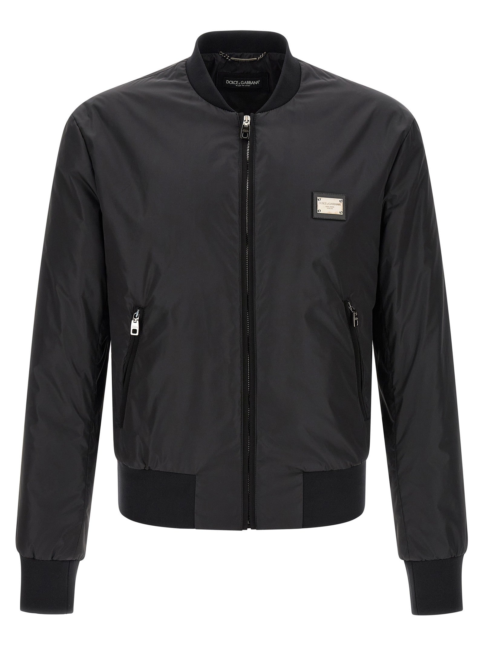 Dolce &amp; Gabbana Plaque Bomber Jacket Black