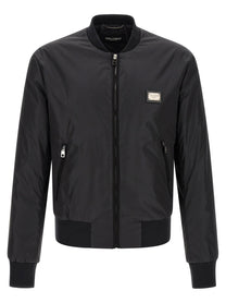 Dolce &amp; Gabbana Plaque Bomber Jacket Black