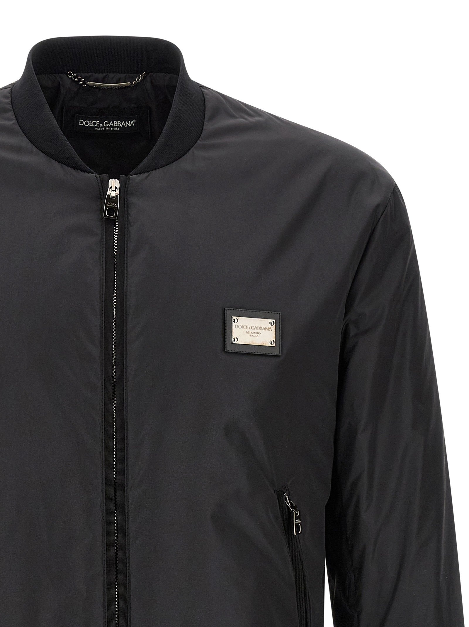Dolce &amp; Gabbana Plaque Bomber Jacket Black