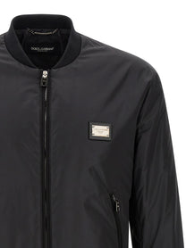 Dolce &amp; Gabbana Plaque Bomber Jacket Black