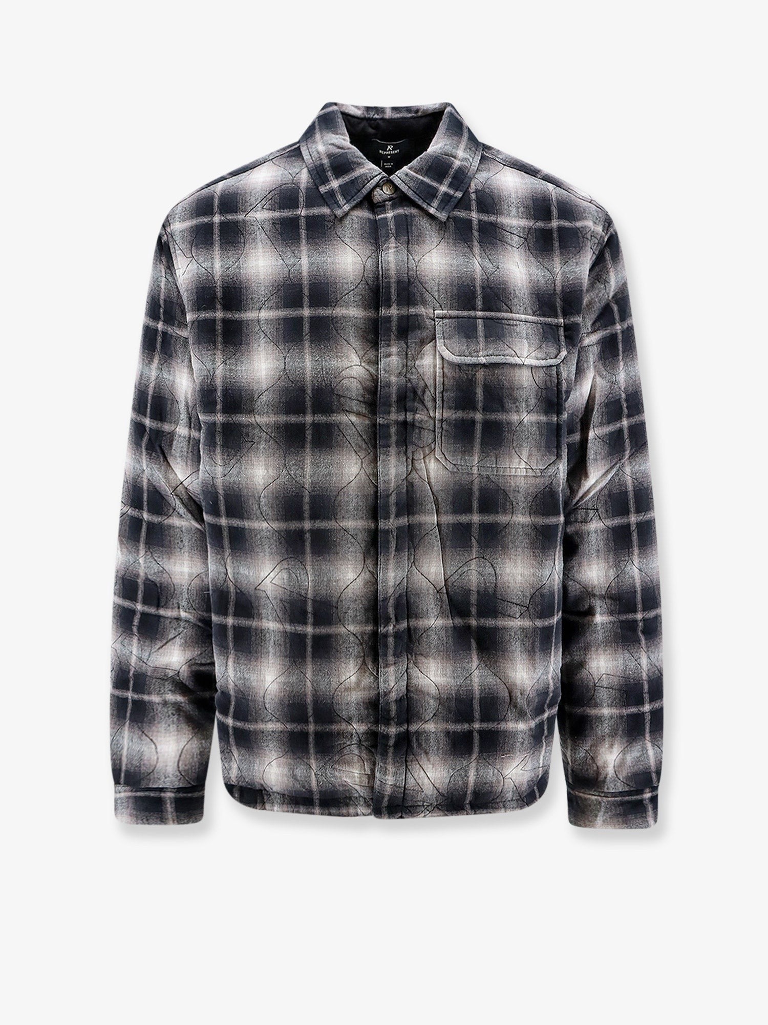 Represent Men's Quilted Shirt Jacket Black
