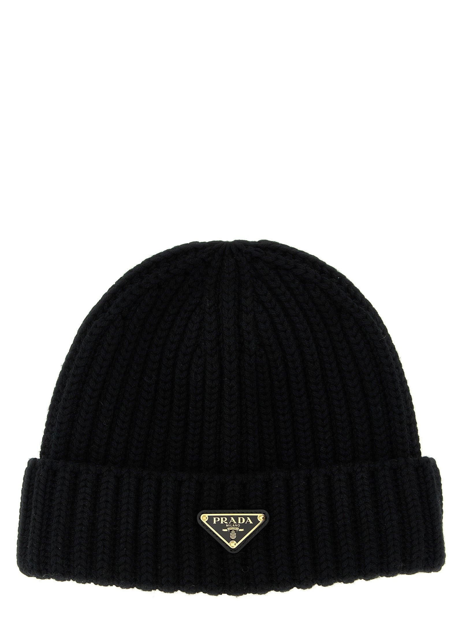 PRADA Triangle Beanie Black