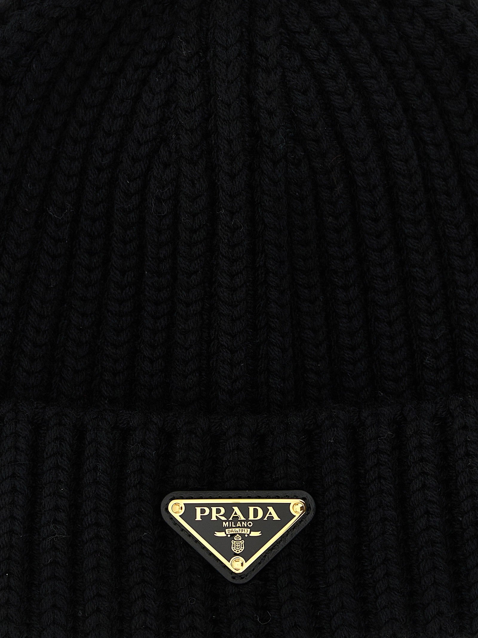 PRADA Triangle Beanie Black