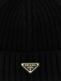 PRADA Triangle Beanie Black