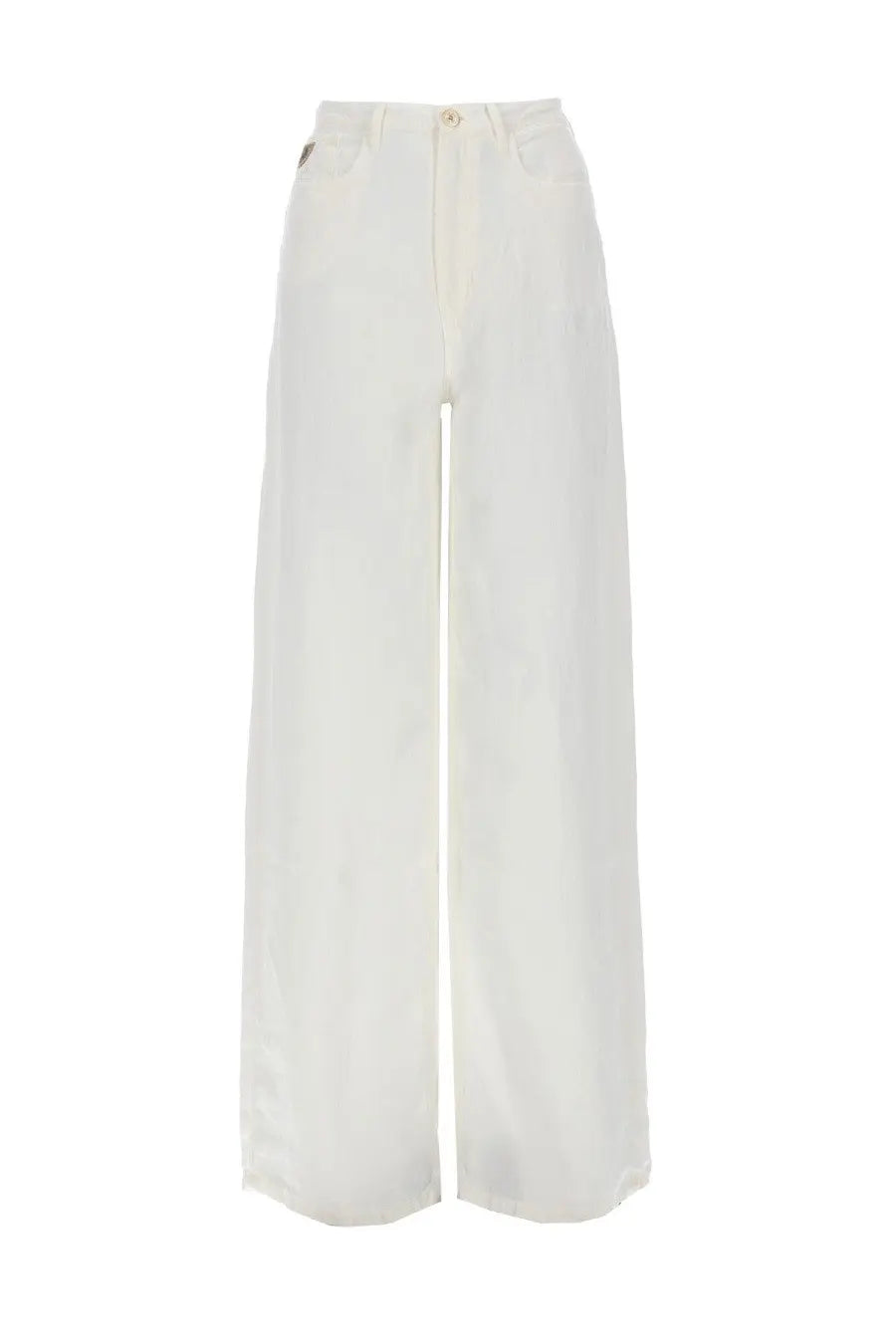 Lois Jeans women’s cream-colored wide-leg pantalone skater loose trousers with subtle stitching details