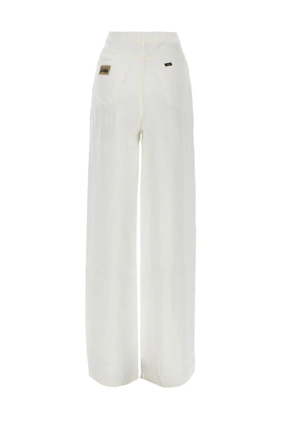 Lois Jeans women’s pantalone skater loose white wide-leg high waist trousers with subtle stitching details