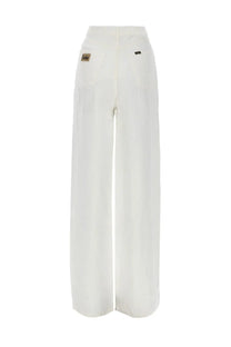 Lois Jeans women’s pantalone skater loose white wide-leg high waist trousers with subtle stitching details
