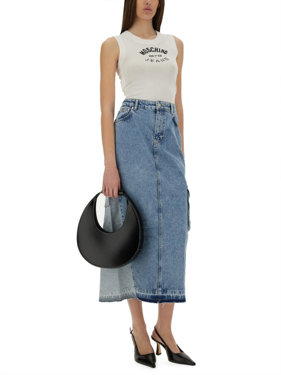 Moschino Jeans Women's Long Denim Skirt Blue, view 2