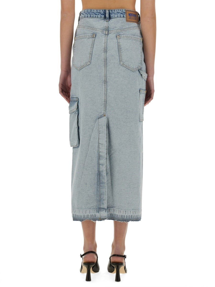 Moschino Jeans Women's Long Denim Skirt Blue, view 3