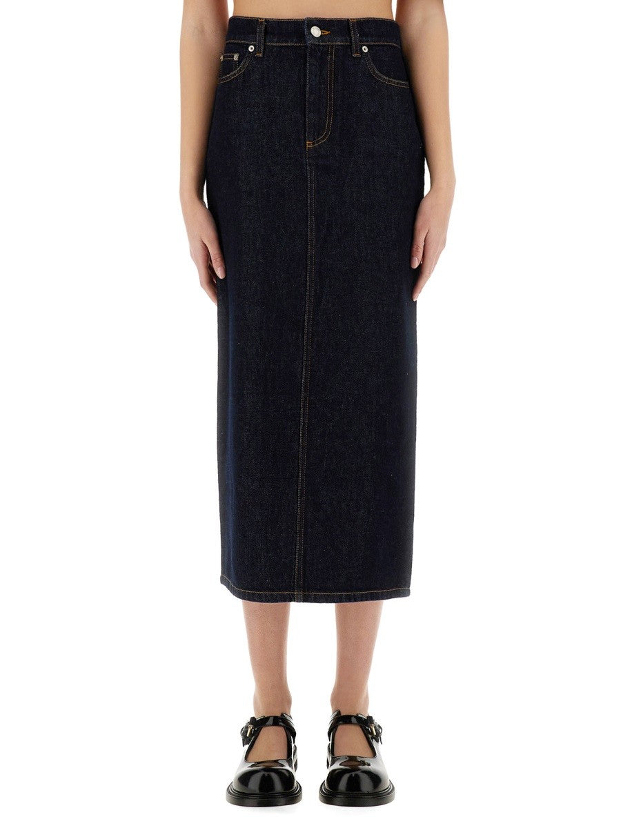 Moschino Women's Long Denim Skirt Blue