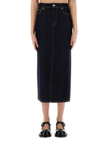 Moschino Women's Long Denim Skirt Blue
