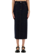 Moschino Women's Long Denim Skirt Blue