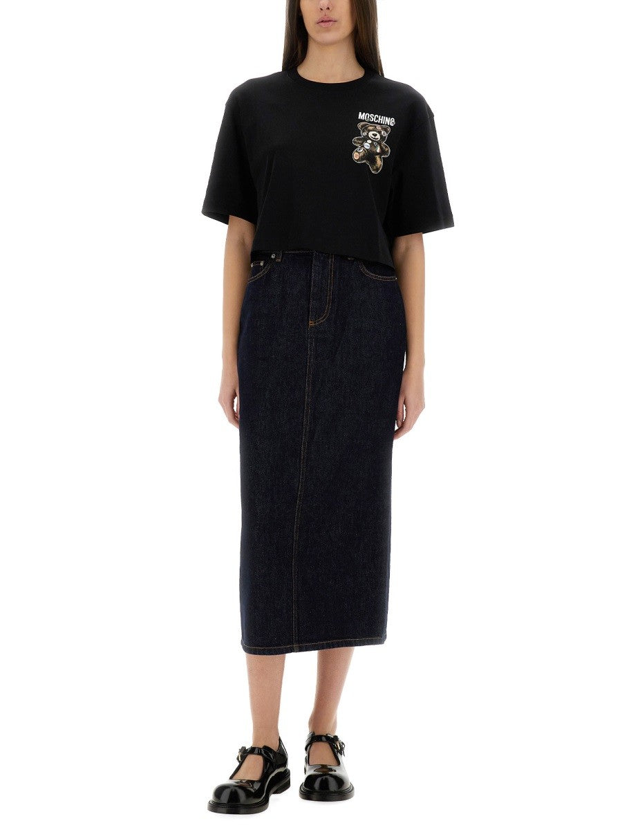 Moschino Women's Long Denim Skirt Blue