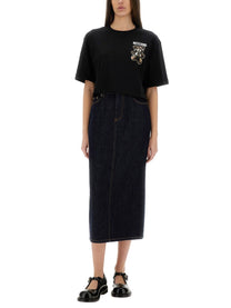 Moschino Women's Long Denim Skirt Blue