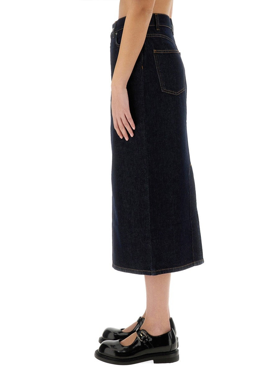 Moschino Women's Long Denim Skirt Blue