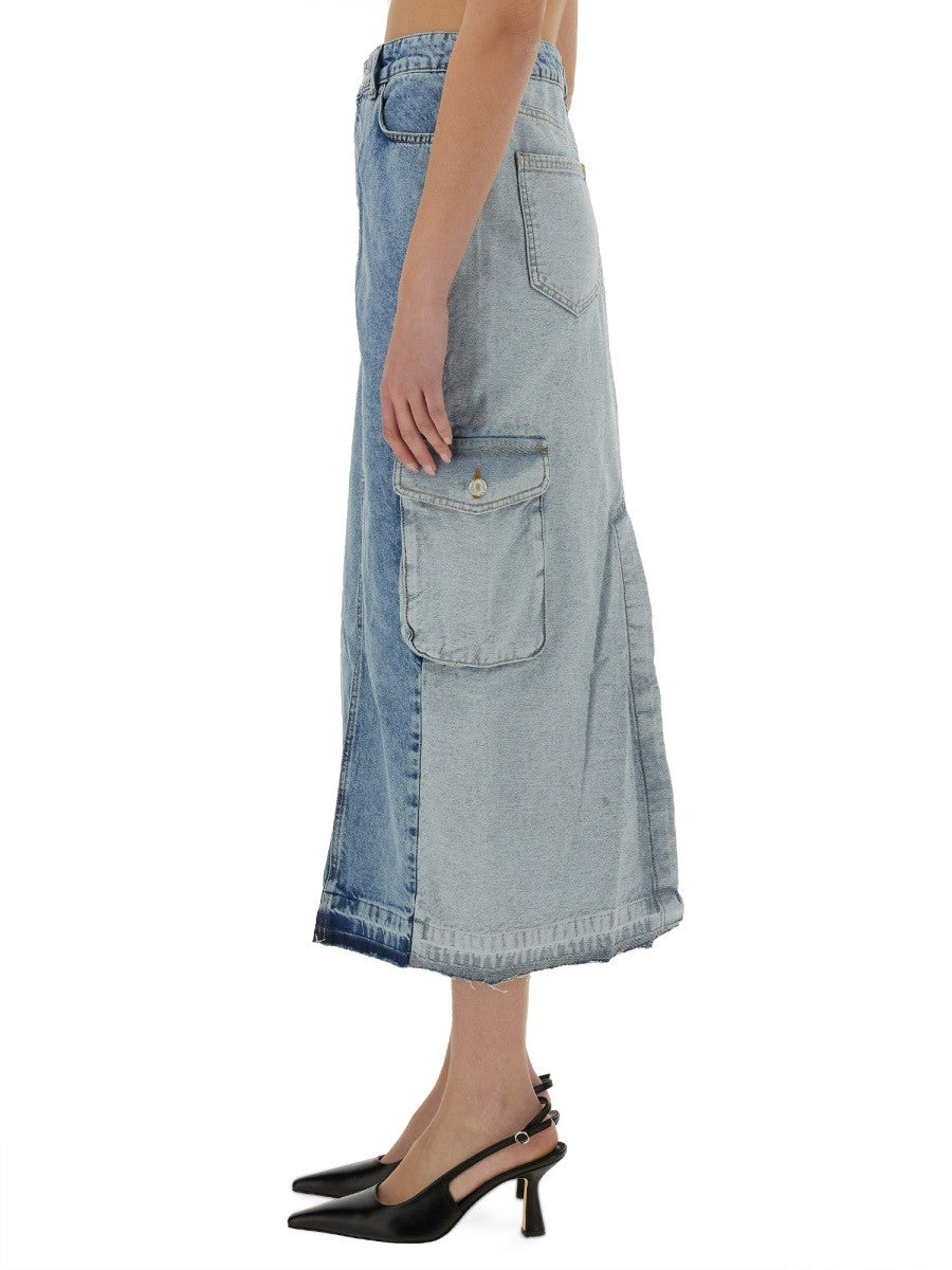 Moschino Jeans Women's Long Denim Skirt Blue Moschino Jeans