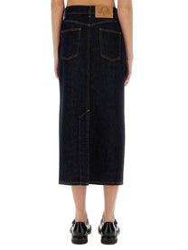 Moschino Women's Long Denim Skirt Blue