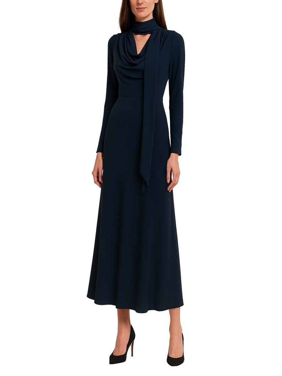 ROTATE Birger Christensen Women's Long Draped Dress Blue