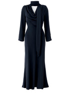 ROTATE Birger Christensen Women's Long Draped Dress Blue