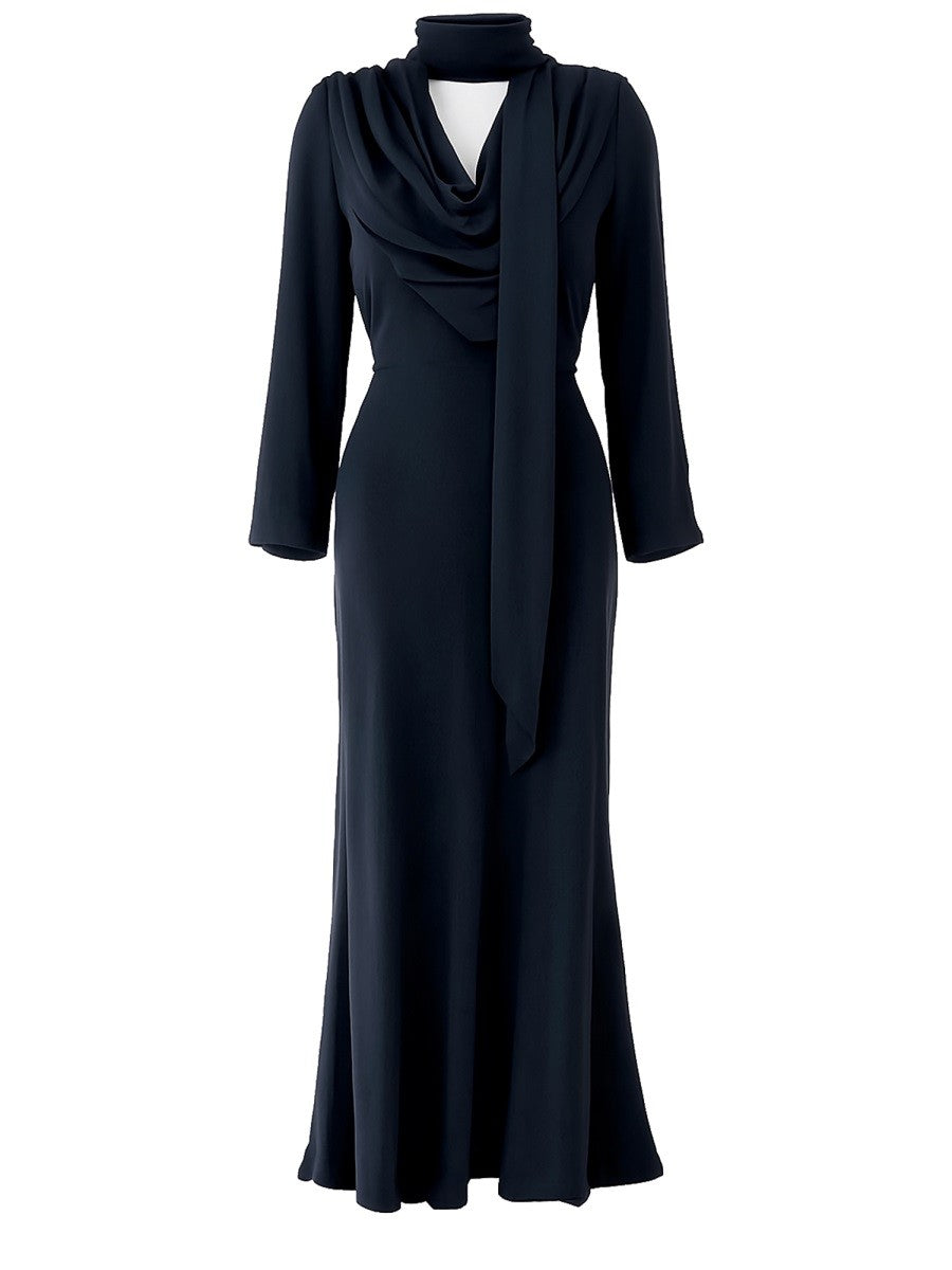 ROTATE Birger Christensen Women's Long Draped Dress Blue