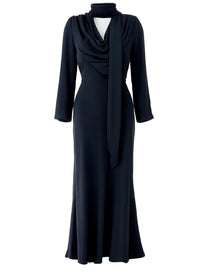 ROTATE Birger Christensen Women's Long Draped Dress Blue