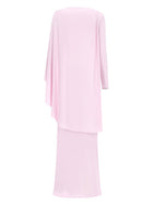 self-portrait Women's Long Draped Dress Blue, view 2