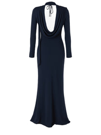 ROTATE Birger Christensen Women's Long Draped Dress Blue